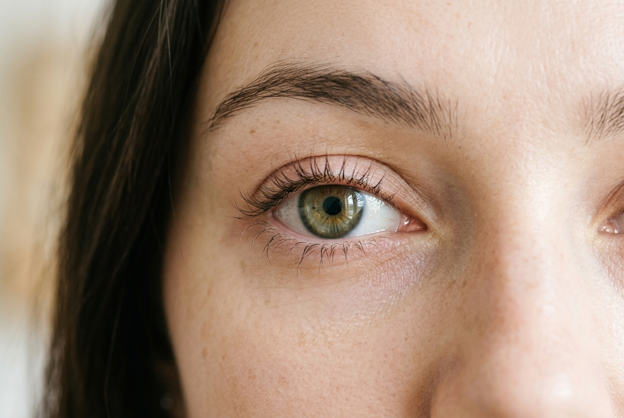 a close-up of a woman's eyelashes