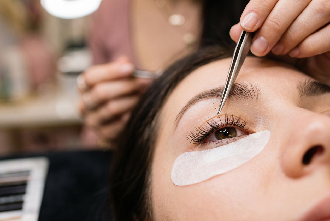 lady with lash extension on the other eye