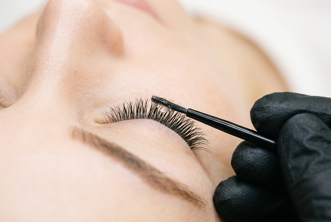 lash technician with her client