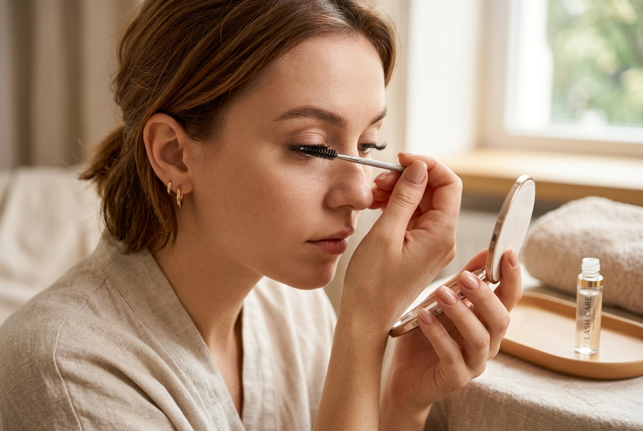 young lady with beautiful eyelash extension