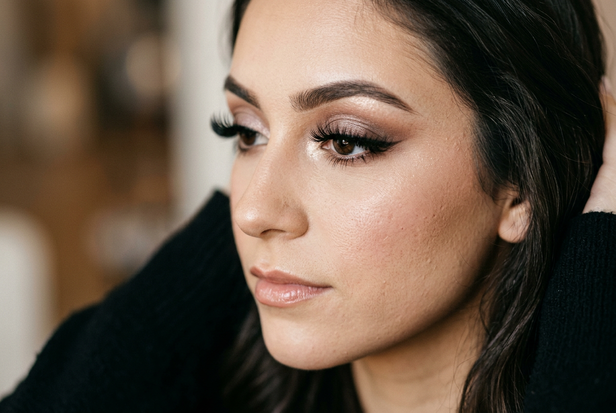 young woman using waterproof mascara